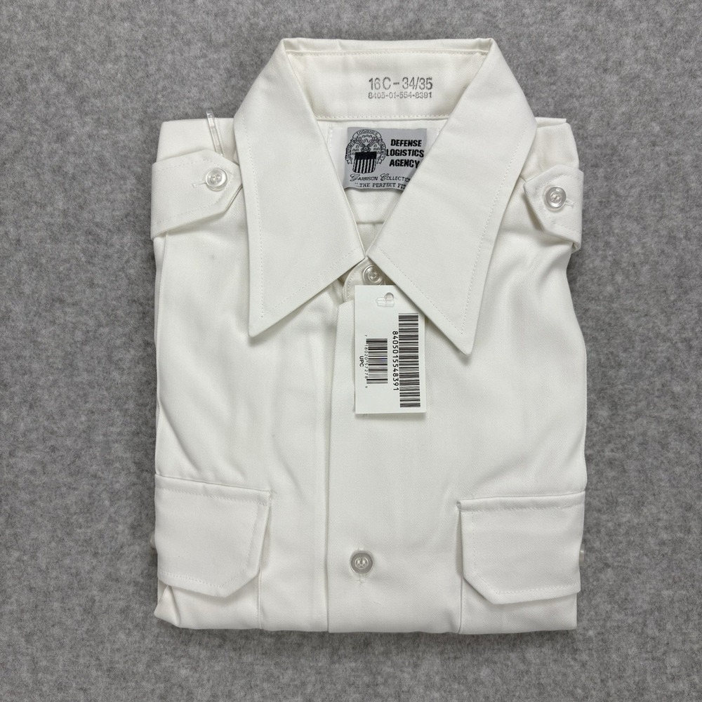Defense Logistics Agency Shirt Mens 16C-34/35 White Epaulettes Military Uniform